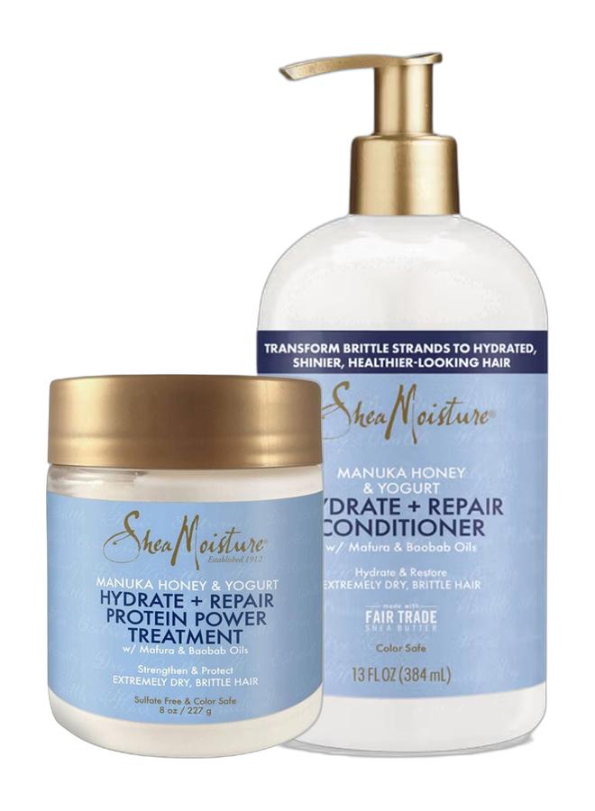 SheaMoisture Shea Moisture Manuka Honey & Yogurt Hydrate & Repair Shampoo and Conditioner + Manuka Honey & Yogurt Hydrate + Repair Protein-Strong Treatment White - Image 1
