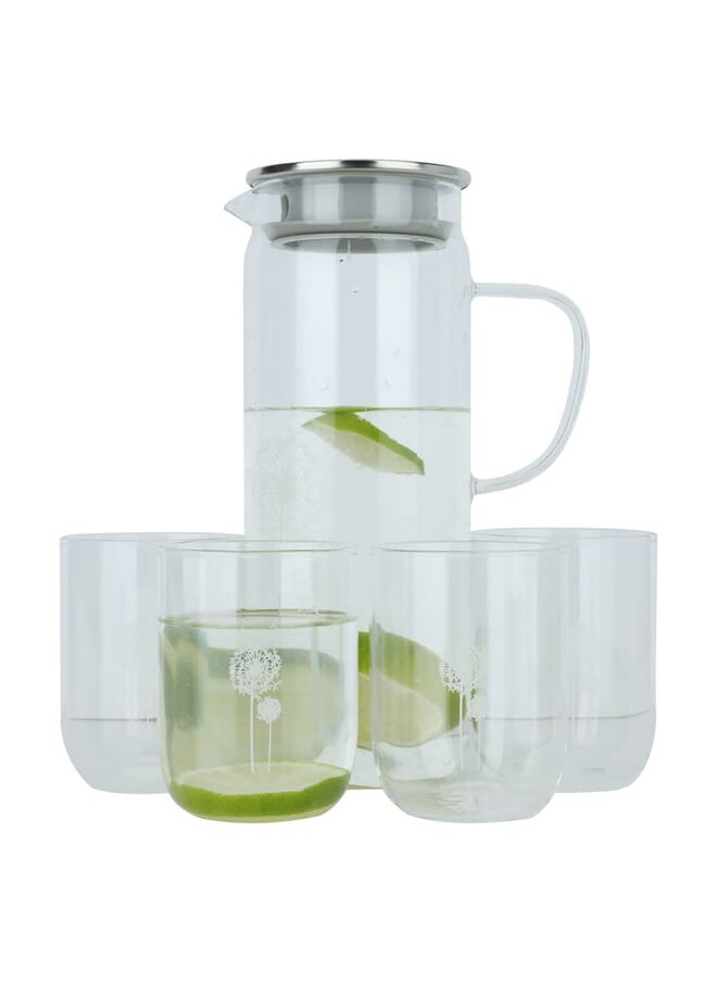 Clear Glass Jake Set With 5-Piece Glasses 