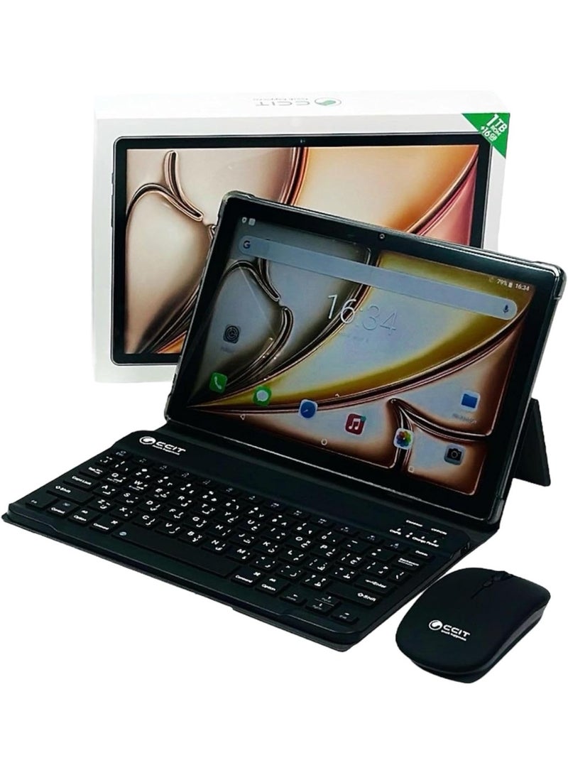 CCIT Tab16 ProMax Android 15 Tablet | 10.1-Inch HD Display, 16GB RAM + 1TB ROM | 5G Dual SIM Wi-Fi Tablet with Keyboard & Bluetooth Headset | 8000mAh Battery, Dual Camera, GPS – Grey - Image 1