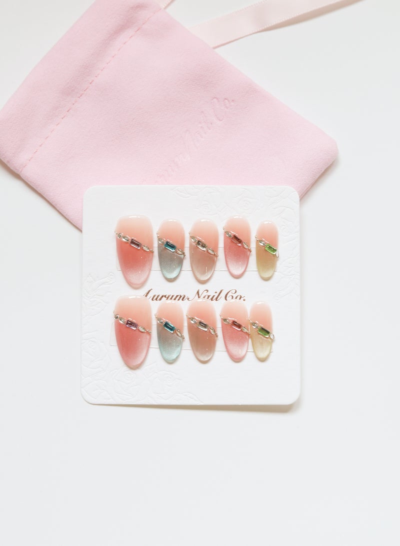 ظفرأوروم AurumNail - جوهرة بوب - مديوم أوفال M - أظافر قابلة للتثبيت يدوية - وليست أظافر مصنوعة في المصنع - مثالي للرحلات الأسبوعية، ووجبات البرنش، أو لحظات إنستغرام - Image 1