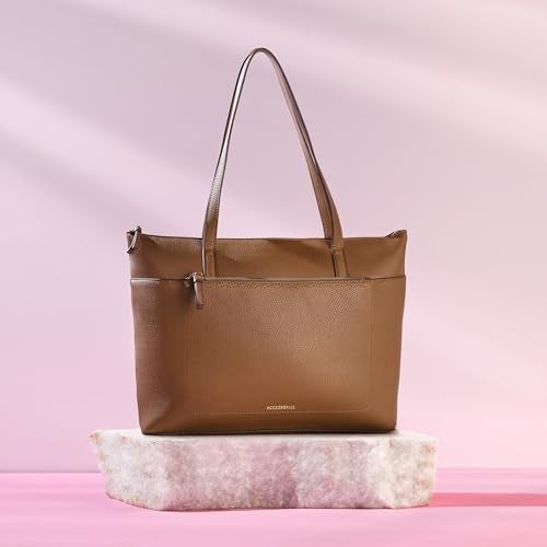 Accessorize London Women's Classic Brown Front Pocket Tote Bag| Tote bags for women office use |Spacious Work bag for woman |Shoulder bag for ladies Stylish - Image 5