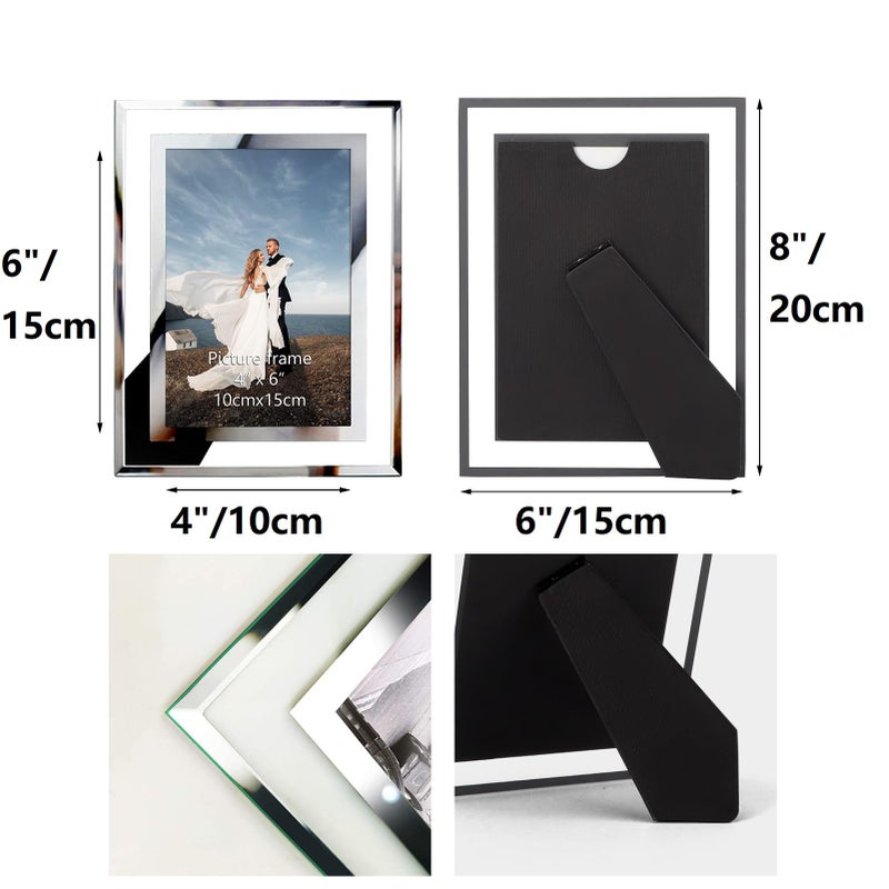 PETAFLOP 4x6 Picture Frames  Mirrored Glass Photo Frame 4 by 6 for Tabletop Display  6 Pack - Image 5