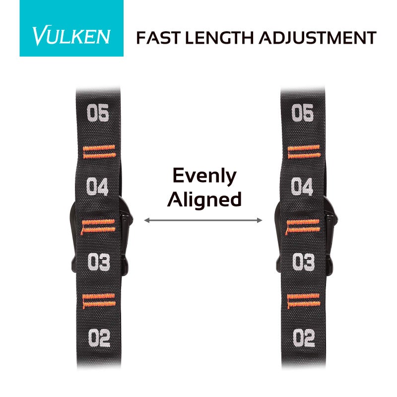 Vulken Adjustable Numbered Straps for Gymnastic Rings Carabiners Quick Hook System Easy to Set Up One Pair Strap Only - Image 3