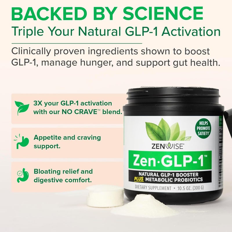 Zenwise Health ZenGLP1  Natural GLP1 with Probiotic for Women  Men  Metabolic Probiotics to Help Control Hunger  Cravings and Support Digestive Health  GLP1 Supplement Support 30Day Serving - Image 3