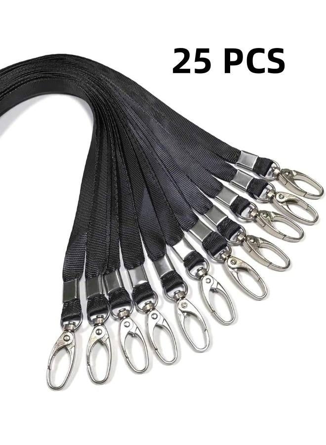 25 Pcs, Lanyards with Swivel Hook Clips for Name Tag or ID Badges, Neck Lanyard Strap for Office Worker, Student, Teacher Black - Image 1