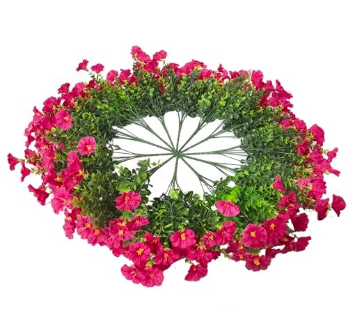 TSTWETO Artificial Faux Flowers for Outdoors, 12 Bundles Artificial Plants Outdoor UV Resistant, Fake Morning Glory Silk Flowers for Outside Planter Porch Patio Yard-Rose Red - Image 3
