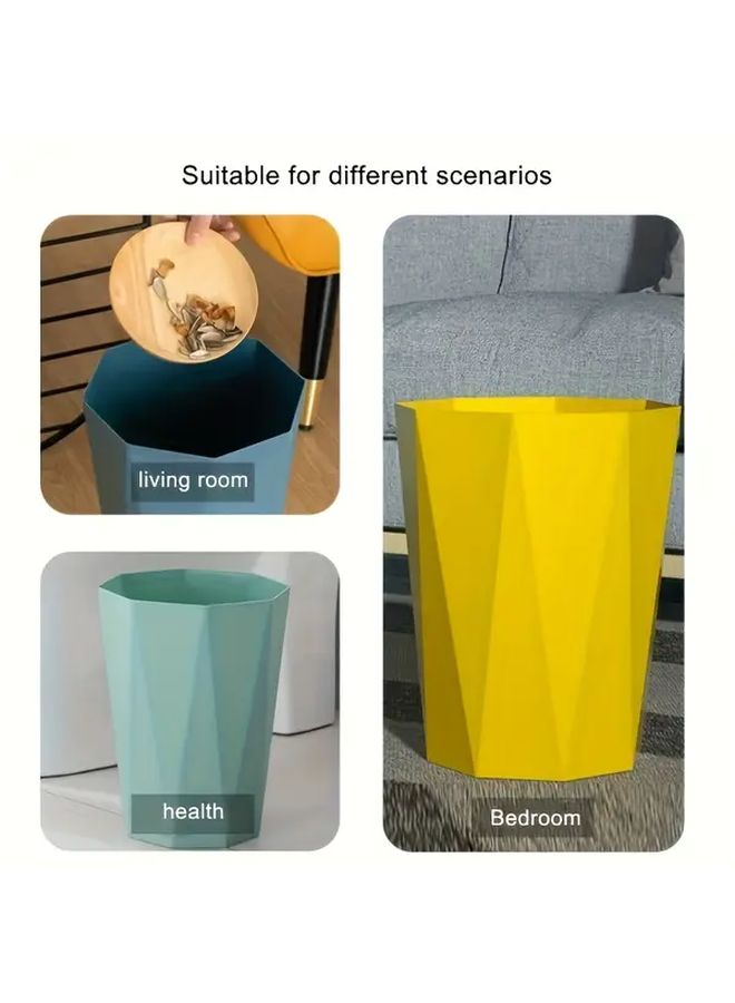 Large White Geometric Open Top Trash Can Big Capacity Durable Plastic Bin For Home Office - Image 2