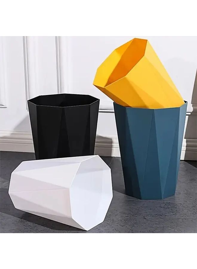 Large White Geometric Open Top Trash Can Big Capacity Durable Plastic Bin For Home Office - Image 1