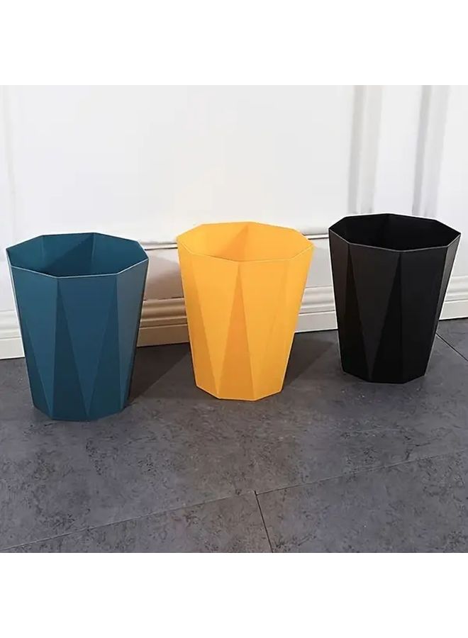 Large White Geometric Open Top Trash Can Big Capacity Durable Plastic Bin For Home Office - Image 4