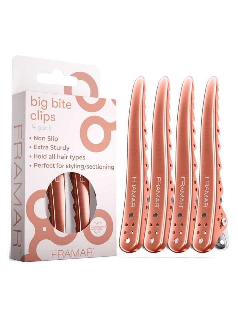 framar Framar Rose Gold Hair Clips - Professional Hair Clips For Styling, Metal Hair Clips For Women Styling, Womens Hair Clips Styling, Pink Hair Clips Metal, Metal Clips For Hair, Styling Hair Clips 4 Pack  - Image 1