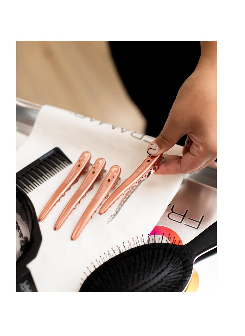 framar Framar Rose Gold Hair Clips - Professional Hair Clips For Styling, Metal Hair Clips For Women Styling, Womens Hair Clips Styling, Pink Hair Clips Metal, Metal Clips For Hair, Styling Hair Clips 4 Pack  - Image 4
