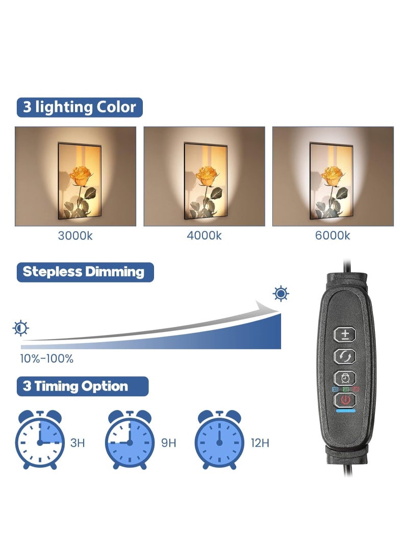 TRASSLE Indoor LED Spot Lights, 3W Uplighting with Remote Control Dimmable & Timer, Adjustable 3000K/4000K/6000K Floor Spot Lights for Plants Pictures Artwork, USB Powered  - Image 3