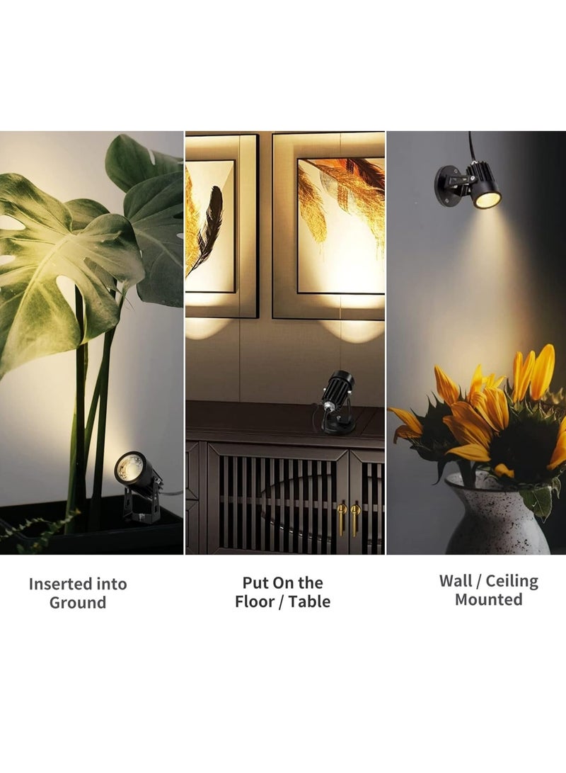 TRASSLE Indoor LED Spot Lights, 3W Uplighting with Remote Control Dimmable & Timer, Adjustable 3000K/4000K/6000K Floor Spot Lights for Plants Pictures Artwork, USB Powered  - Image 5
