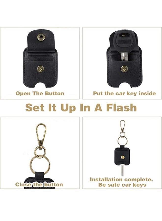 إم إكس إن 3 قطعة غطاء مفتاح السيارة الجلدي خمر حلقة مكسورة استبدال بولي Keychain حامي ، أنيق حامل مفتاح السيارات يغطي للنساء الرجال - Image 3