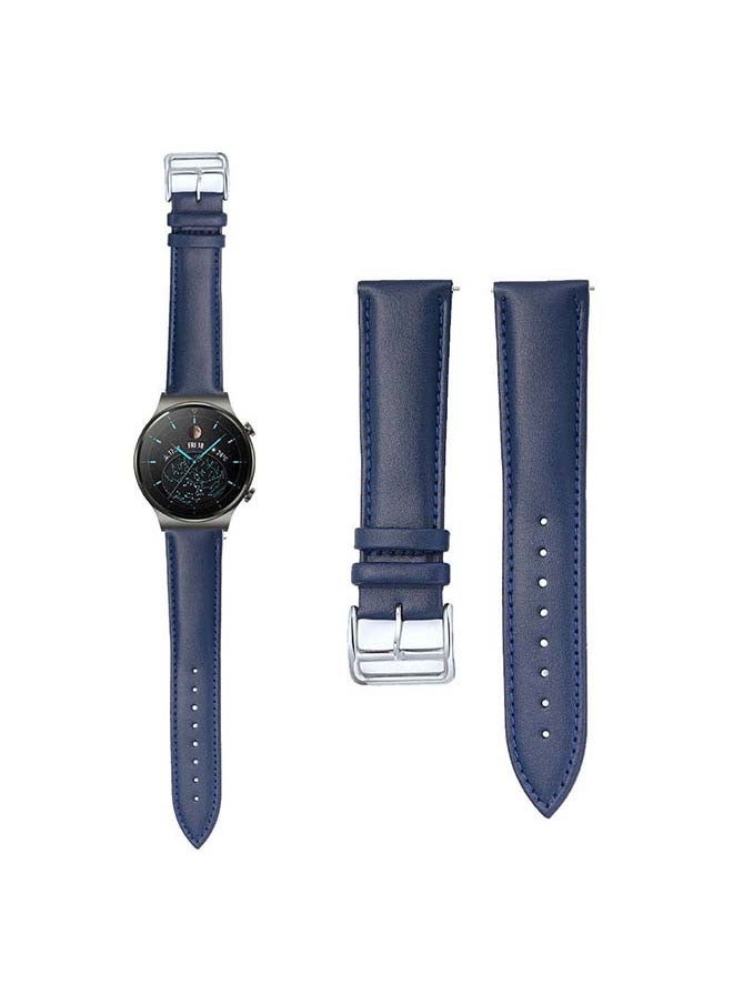 PROMASS - Genuine Leather Replacement Band 22mm for Huawei Watch GT2 Pro Blue - Image 1