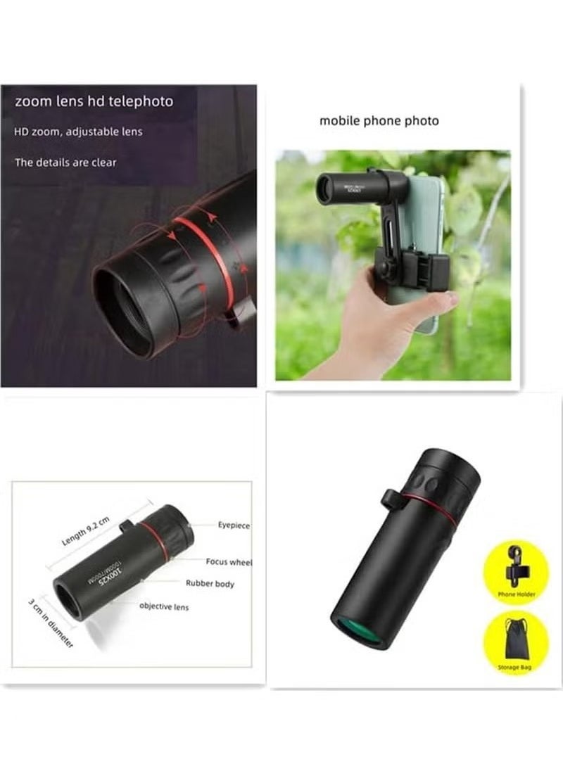 Unewshi 2000X24 Monocular Telescope, Suitable for Adults and Children Portable Telescope, Night Vision Monocular Telescope, 8000M/80000M Gift (With Mobile Phone Adapter)  - Image 5