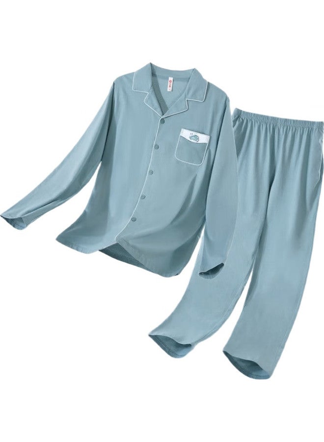 Fenton Mingxing Fan Chengcheng Same Style Anti-Mite Pure Cotton Pajamas, Women'S Autumn And Winter Long-Sleeve Men'S Loungewear Set - Image 1