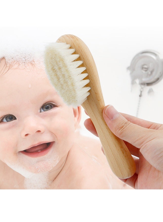 فرشاة شعر للأطفال 2 قطعة مع مقبض خشبي وطقم مشط للمولودين الجدد والأطفال الصغار | شعيرات ماعز ناعمة وطبيعية - Image 4