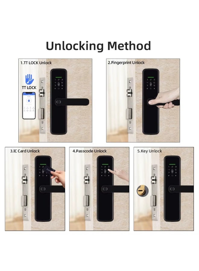 Razuvious Smart Door Lock,Fingerprint Lock with 4585 Mortise.Keyless Entry Bluetooth Lock,Free APP,IC Card,Anti-peep Code,TT Lock App Control,for Home,Office,Apartment - Image 2