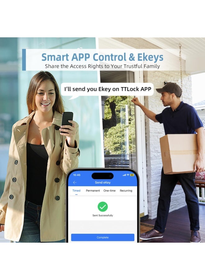 Razuvious Smart Door Lock,Fingerprint Lock with 4585 Mortise.Keyless Entry Bluetooth Lock,Free APP,IC Card,Anti-peep Code,TT Lock App Control,for Home,Office,Apartment - Image 4