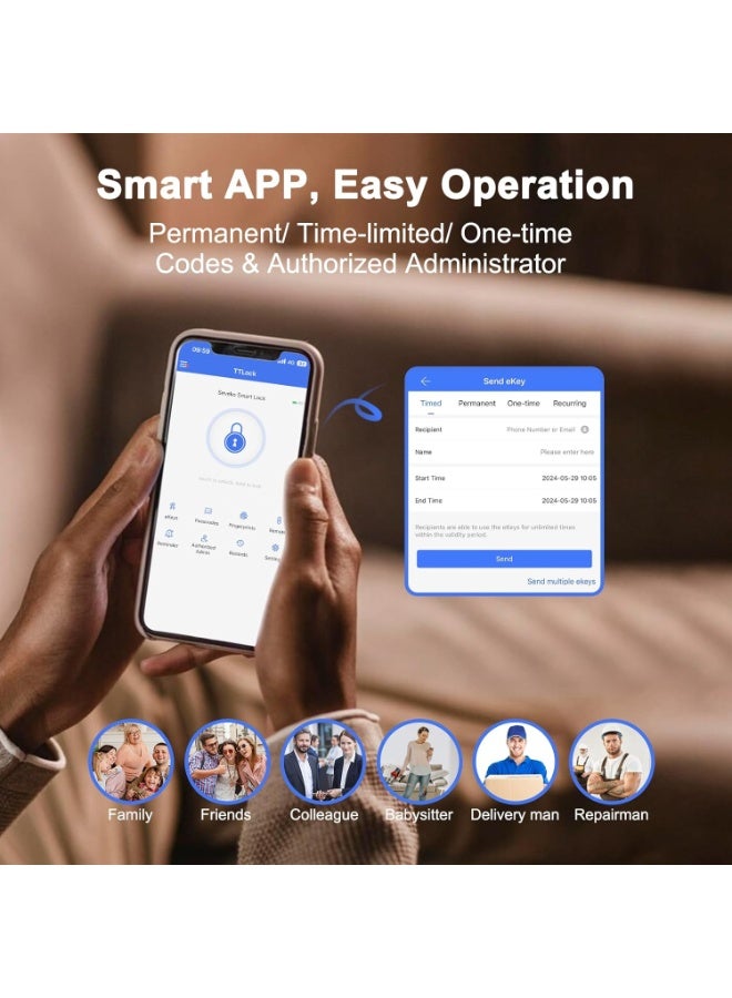 Razuvious Smart Door Lock,Fingerprint Lock with 4585 Mortise.Keyless Entry Bluetooth Lock,Free APP,IC Card,Anti-peep Code,TT Lock App Control,for Home,Office,Apartment - Image 5
