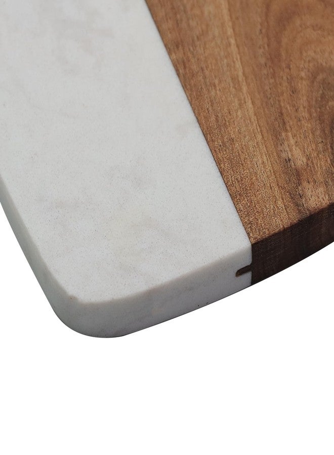 FarBoat Marble Acacia Wood Splicing Style Cutting Board For Steak Bread Fruit Cheese Salade (10" x 7-1/8" White Marble) - Image 3