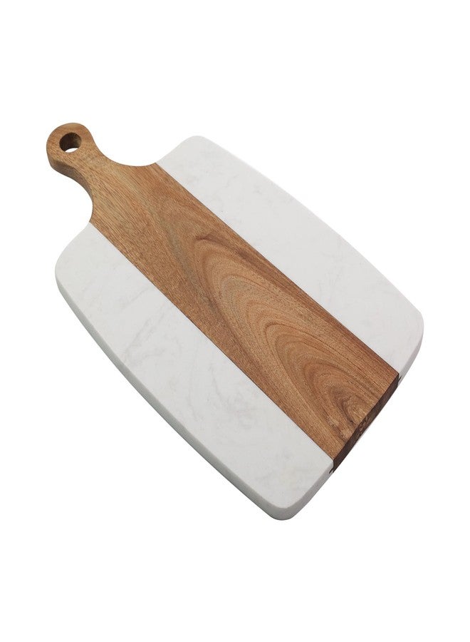 FarBoat Marble Acacia Wood Splicing Style Cutting Board For Steak Bread Fruit Cheese Salade (10" x 7-1/8" White Marble) - Image 1