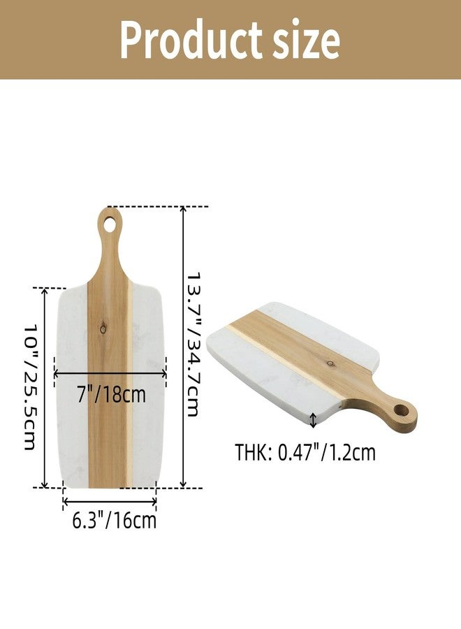 FarBoat Marble Acacia Wood Splicing Style Cutting Board For Steak Bread Fruit Cheese Salade (10" x 7-1/8" White Marble) - Image 2