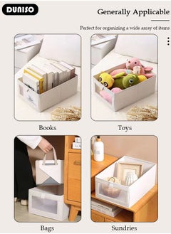 DUNISO 4PCS Clothes Storage Box, Stackable Wardrobe Clothes Organizer, Foldable Closet Storage Basket, Drawer Storage Organizer for Clothing, T-Shirt, Jeans, Sweaters, Toys & Books  - Image 5