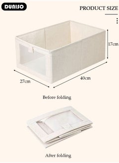 DUNISO 4PCS Clothes Storage Box, Stackable Wardrobe Clothes Organizer, Foldable Closet Storage Basket, Drawer Storage Organizer for Clothing, T-Shirt, Jeans, Sweaters, Toys & Books  - Image 4