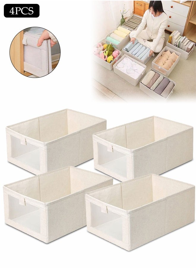 DUNISO 4PCS Clothes Storage Box, Stackable Wardrobe Clothes Organizer, Foldable Closet Storage Basket, Drawer Storage Organizer for Clothing, T-Shirt, Jeans, Sweaters, Toys & Books  - Image 1