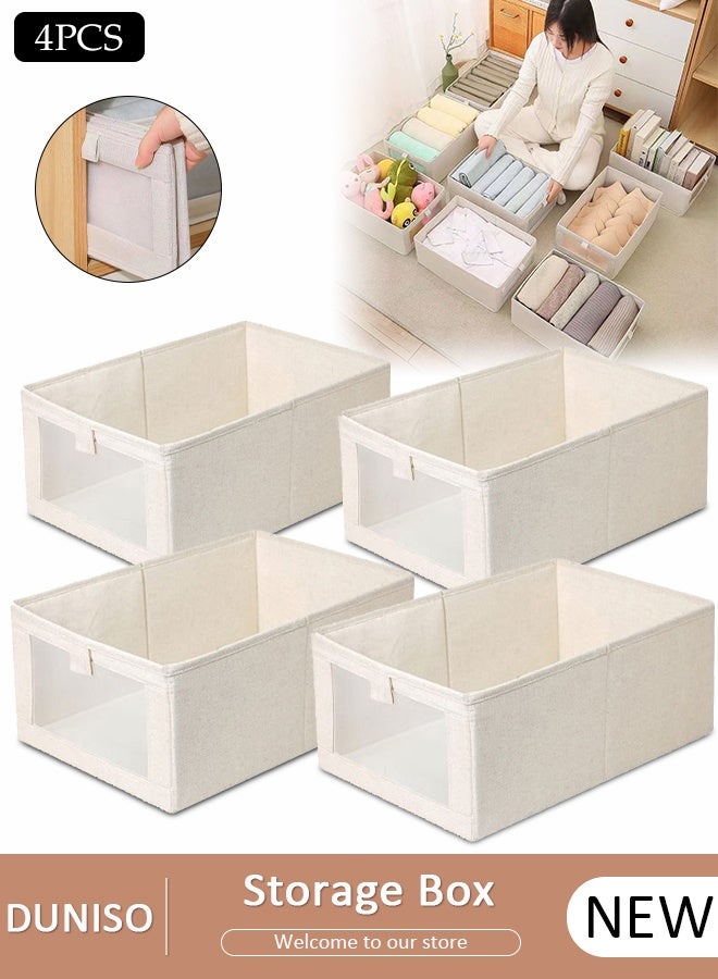 DUNISO 4PCS Clothes Storage Box, Stackable Wardrobe Clothes Organizer, Foldable Closet Storage Basket, Drawer Storage Organizer for Clothing, T-Shirt, Jeans, Sweaters, Toys & Books - Image 1