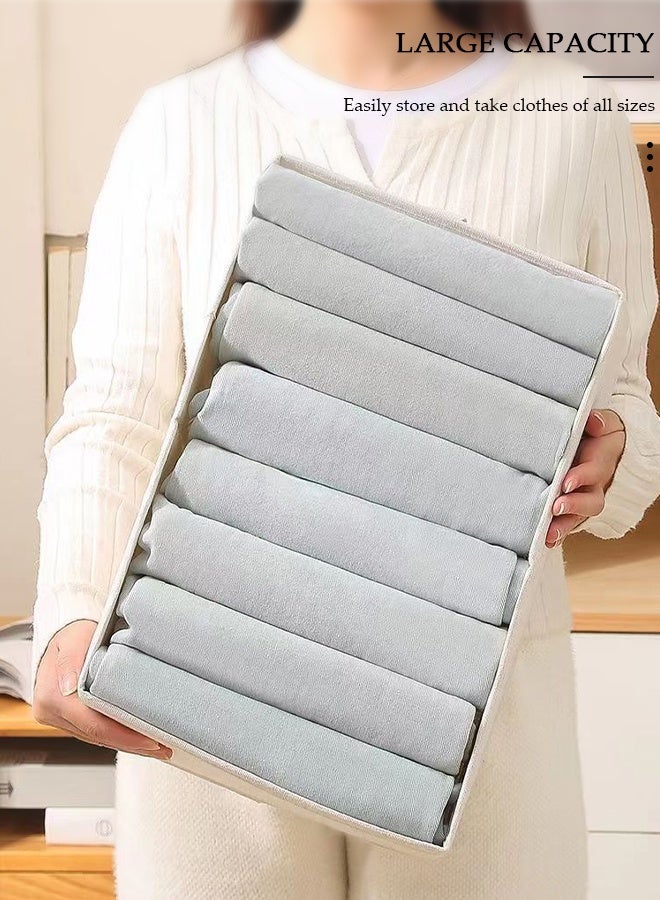 DUNISO 4PCS Clothes Storage Box, Stackable Wardrobe Clothes Organizer, Foldable Closet Storage Basket, Drawer Storage Organizer for Clothing, T-Shirt, Jeans, Sweaters, Toys & Books - Image 3