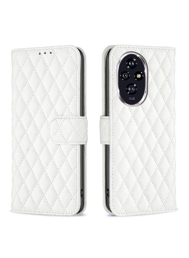 اس-توب جراب هاتف Honor 200 Diamond Lattice Wallet من الجلد القابل للطي - Image 1