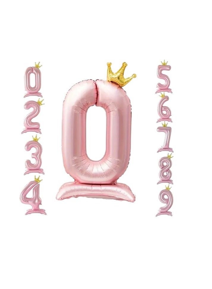 Home zone 32 Inch Crown Rose Gold Digit Helium Foil Birthday Party Balloons Number 0