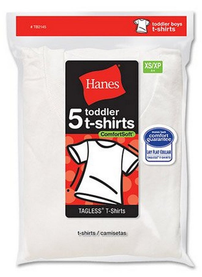 Hanes Hanes Toddler Boys' Crew Undershirts 5-Pack, 2T/3T-White  - Image 2