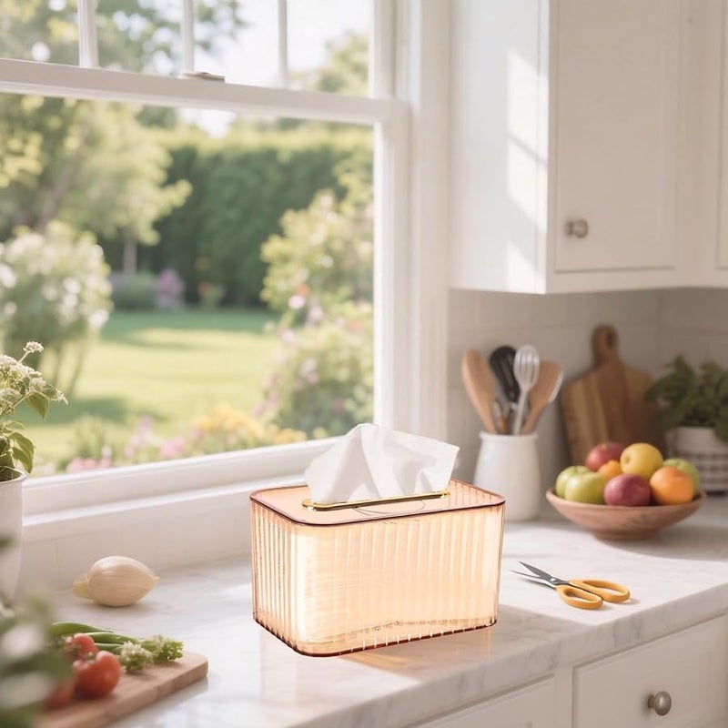 غطاء صندوق المناديل المستطيل الشفاف من PET ABS لتزيين الحمام والمكتب وغرفة المعيشة - Image 3