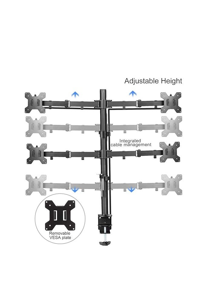Suptek - suptek Fully Adjustable Four Arm Monitor Desk Mount Stand for Four Monitors up to 27" with Max Tilt VESA 100x100 MD6884 - Image 1