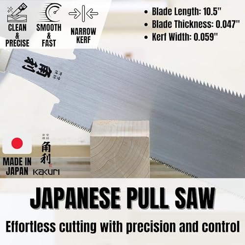 KAKURI Extra Large Japanese Pull Saw 10.5" for Woodworking - Ryoba Double Edge Hand Saw with Blade Cover for Rip & Crosscut - Heavy Duty Fixed Blade - Made in Japan - Image 2