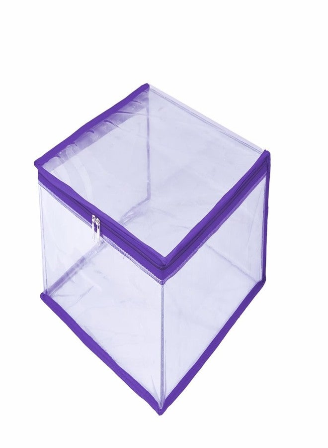 ABBASI Saree Cover Storage Bag Big for Clothes with Zip Organizer for Wardrobe, transparent Large Design Boxes (Purple, Pack of 2) - Image 5