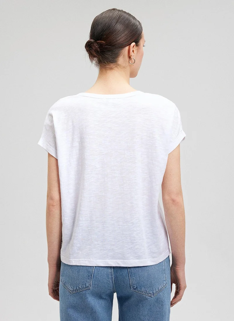 MAVI V Neck White Basic T-Shirt