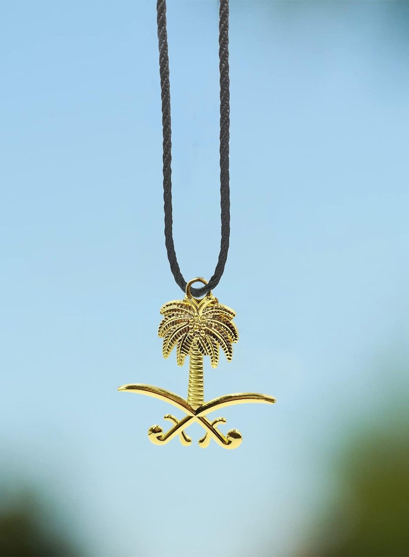 أف جيه قلادة تعليق مرآة معدنية صغيرة لتزيين السيارات، قطعة واحدة من قلادة شعار المملكة العربية السعودية - Image 4