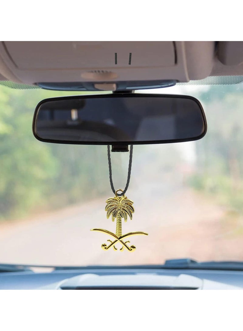 أف جيه قلادة تعليق مرآة معدنية صغيرة لتزيين السيارات، قطعة واحدة من قلادة شعار المملكة العربية السعودية - Image 5