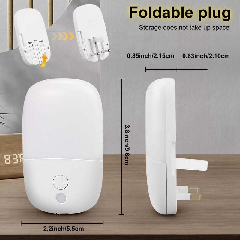 ANYOUI LED Night Light Plug-in, with Dusk to Dawn Sensor, Three Adjustable Brightness, Warm Yellow Soft Light, Suitable for Bedroom, Adults Kids Room Staircase Night Light, 0.5W, 1 Pack - Image 5