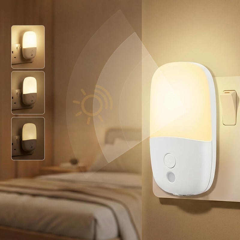 ANYOUI LED Night Light Plug-in, with Dusk to Dawn Sensor, Three Adjustable Brightness, Warm Yellow Soft Light, Suitable for Bedroom, Adults Kids Room Staircase Night Light, 0.5W, 1 Pack - Image 1
