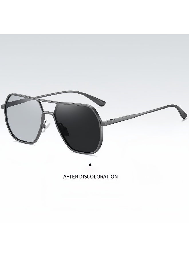Photochromic Sunglasses for Men Women, Auto Changing Day Night UV400 Polarized Sun Glasses Driving Anti Glare, Lightweight Aluminum-Magnesium Frame with Spring Hinge for Outdoor Sports - Image 2
