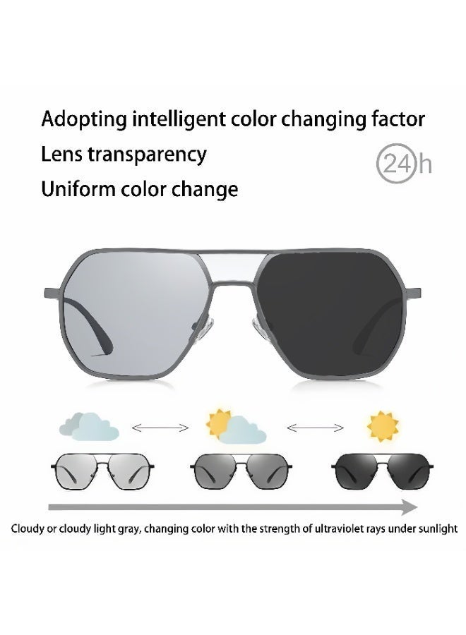 Photochromic Sunglasses for Men Women, Auto Changing Day Night UV400 Polarized Sun Glasses Driving Anti Glare, Lightweight Aluminum-Magnesium Frame with Spring Hinge for Outdoor Sports - Image 5