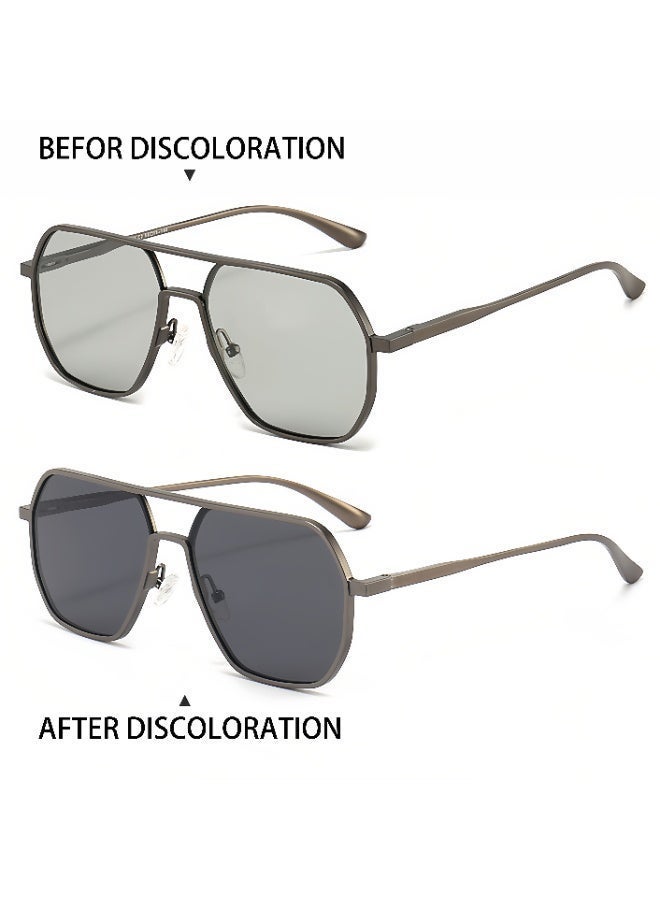 Photochromic Sunglasses for Men Women, Auto Changing Day Night UV400 Polarized Sun Glasses Driving Anti Glare, Lightweight Aluminum-Magnesium Frame with Spring Hinge for Outdoor Sports - Image 4