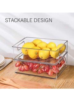 Hihonor Stackable Refrigerator Organizer Bins, 6 Pack Clear Kitchen Organizer Container Bins with Handles for Pantry, Cabinets, Shelves, Drawer, Freezer - Food Safe, BPA Free 10"L  - Image 4