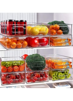 Hihonor Stackable Refrigerator Organizer Bins, 6 Pack Clear Kitchen Organizer Container Bins with Handles for Pantry, Cabinets, Shelves, Drawer, Freezer - Food Safe, BPA Free 10"L  - Image 5